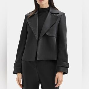 Theory leather cropped jacket